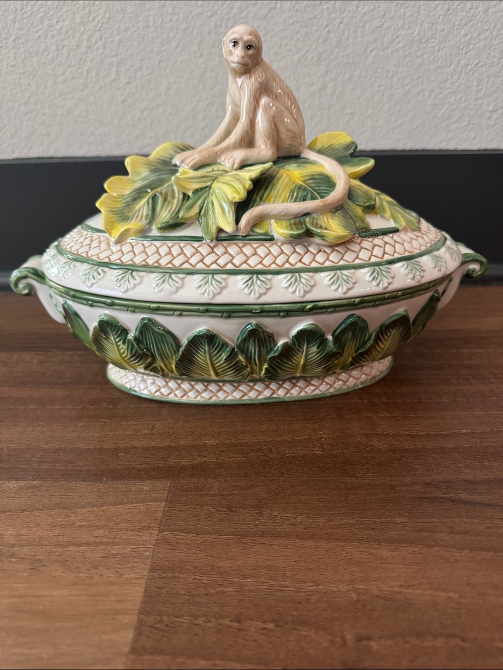 Ceramic Fitz and Floyd Monkey Covered Casseole